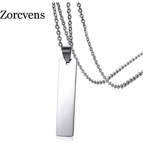 Modyle Women Necklace Personalized Name Info Pendant Stainless Steel Link Chain Dog Tag Bar Customized Named Female Jewelry