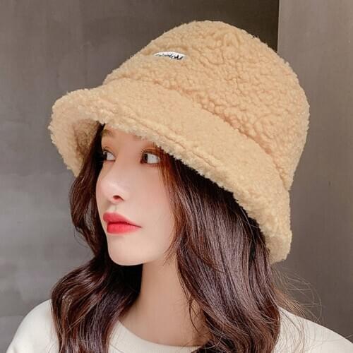 Faux Fur Winter Bucket Hat For Women Girl Fashion Solid Thickened Soft Warm Fishing Cap Outdoor Plush Fluffy Panama 2020