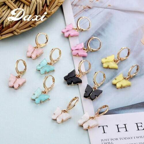 DAXI boho Butterfly hopps earrings for women dangle geometric earring bohemian acrylic earings fashion jewelry 2020