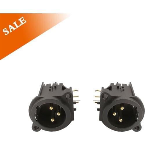2/5/10 Pcs 3 Pin XLR Male Plug Connector Right Angle 3 Pole XLR Male Chassis PCB Panel Socket Connector 3 Pole XLR Adapter