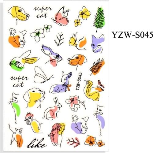 3D Nail Sticker Sketch Animal Face Fox Slider Nails Art Decoration Wraps Decals Design Adhesive Manicure Tips Stickers Pegatina