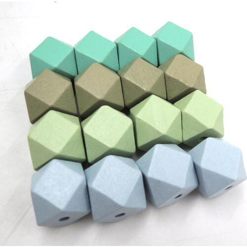 40pcs geometric wood bead 20mm FADE GREEN PALE JEWELRY WHOLESALE chunky MIX 4 COLORS WHOLESALE EA478