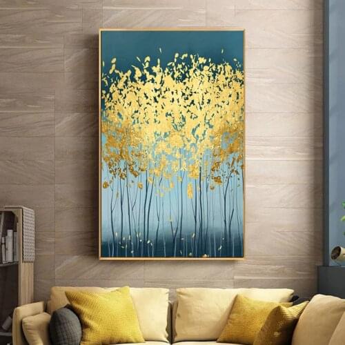 HD Print Picture Abstract Nordic Golden Tree Canvas Painting Wall Art Posters Prints Wall Pictures for Living Room Home Cuadros