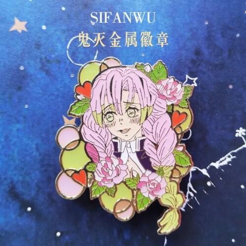 Anime Demon Slayer Kanroji Mitsuri Kamado Nezuko Cosplay 6cm Soft Enamel Metal Bedge Badge Button Brooch Pin Souvenir Props