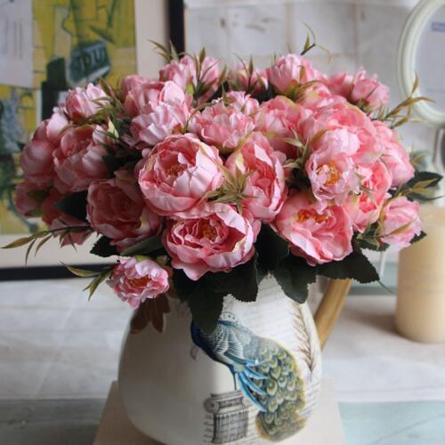 1 Bouquet European Pretty Wedding Party Mini Peony Silk Artificial Flower Bride Bouquet For Home Wedding Decoration