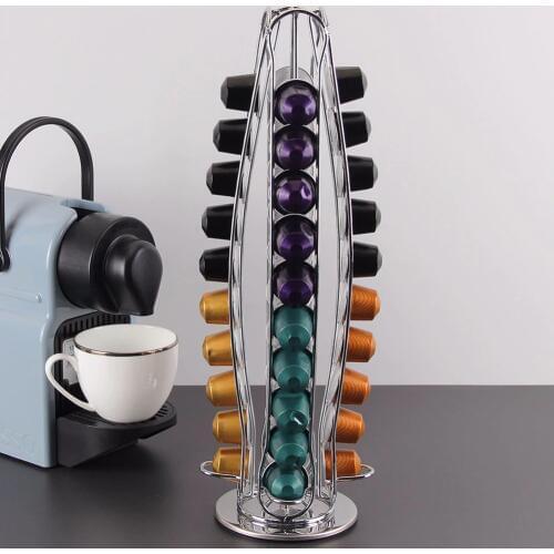 2019 Nespresso Coffee Pods Holder Rotating Rack Coffee Capsule Stand Nespresso Capsules Storage Shelve Organization Holder Sets