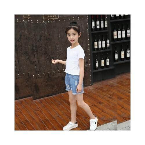 New fashion kid girl jeans short pants cartoon girls shorts summer kids children denim jeans shorts trousers