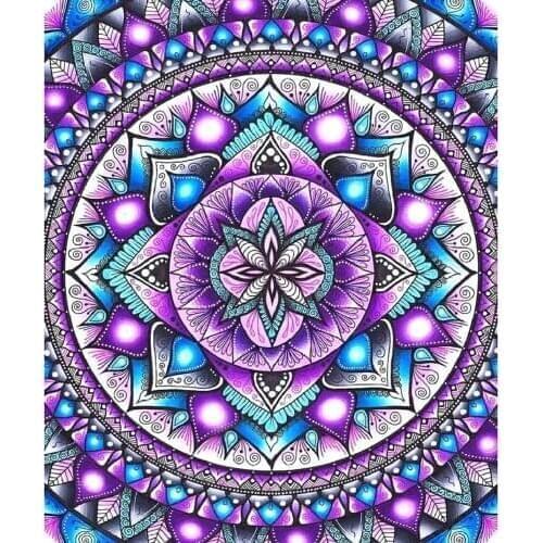 Eco-friendly Diamond Painting Purple Mandala Stitch DIY Framed Drill 5D DIY Full Drill Craft Embroidery Craft Needlework