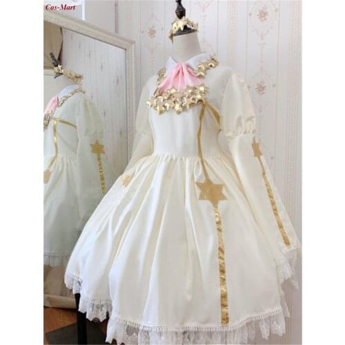 Quality Goods Anime Cardcaptor Sakura Kinomoto Cosplay Costume White Formal Dress Activity Party Role Play Clothing Custom-Make