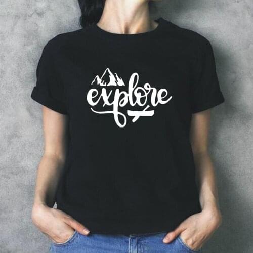 Fashion Explore T Shirt Women Tops Outdoor Travel Harajuku Graphic Shirt Tee Shirt Femme Summer Short Sleeve Casual Women Tshirt