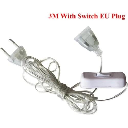 3m Plug Extender Wire Extension Cable EU/US Plug for LED String Light Wedding Decoration Led Garland DIY Natal Christmas Lights