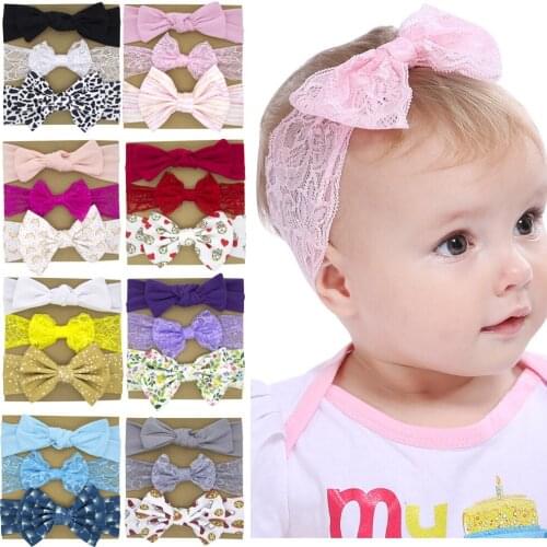 3Pcs Baby Headband Summer Cute Floral Bows Baby Girl Headbands Elastic Bowknot Newborn Hair Band Turban Set Hair Accessories