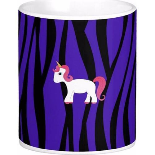 Unicorn Purple Zebra Stripes White Coffee Mugs Tea Mug Customize Gift By LVSURE Ceramic Mug Travel Coffee Mugs
