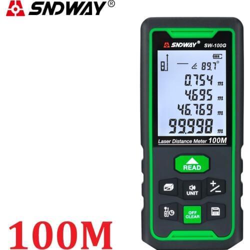 SNDWAY Laser Distance Meter Laser Rangefinder Roulette Tape Green Laser Range Finder Ruler Trena Distance Measuring Instrument