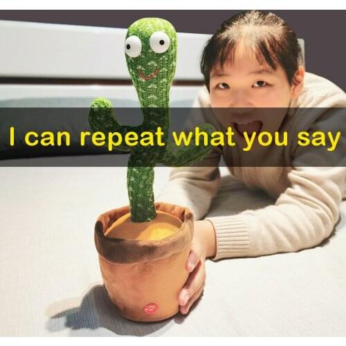 2021 HOT Kawaii Talking Toy dancing cactus record repeat talking cactus kid toy talking funny toy stuffed plush toy