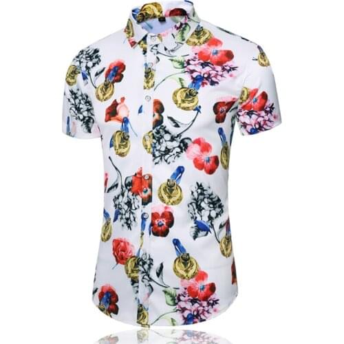 LIFENWENNA Fashion Flower Design Short Sleeve Casual Shirts Mens Hawaiian Blouse New Summer Clothing Plus Asian Size 6XL 7XL