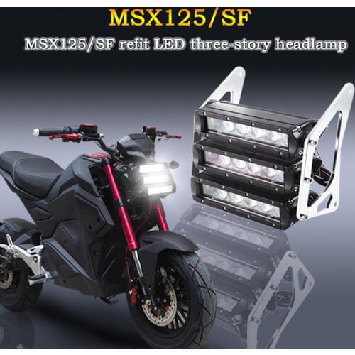 Motorcycle Retro Three-tier LED Headlights Fairing Headlamp Head Light Lamp For Honda Kawasaki Grom MSX125SF MSX125 Z125