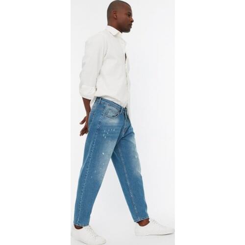 Trendyol Men 'S Essential Crop Harrow Destroylu Jeans TMNAW22JE0079