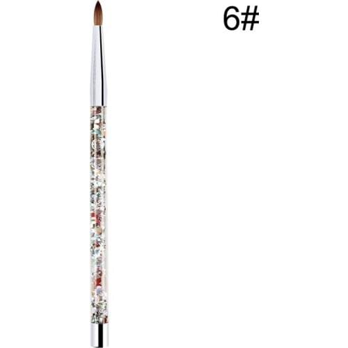 New Hot Nail Art Brush Acrylic UV Gel Glitter Painting Brushes Crystal Handle Nylon Hair Carving Flower Pens For Nail Art