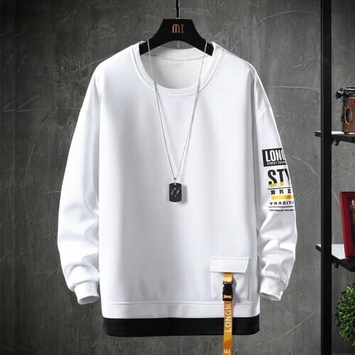2020 New Casual O-Neck Solid Hoodie Sweatshirt Men‘s Hip Hop Streetwear Male High Street Pullover Hoodie Tops Fashion