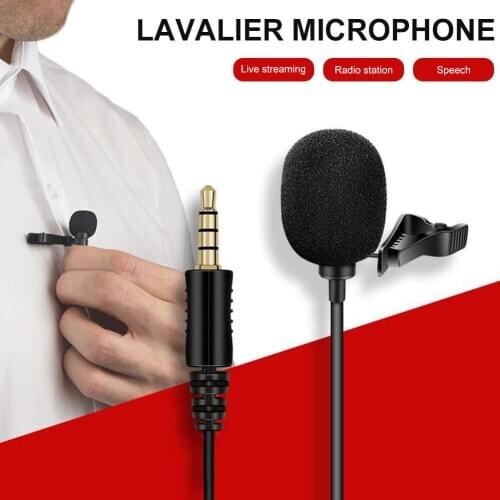 Lavalier Lapel Microphone 3.5mm Omnidirectional Microphone Metal Structure With Clip For Desktop PC Computer Smartphone