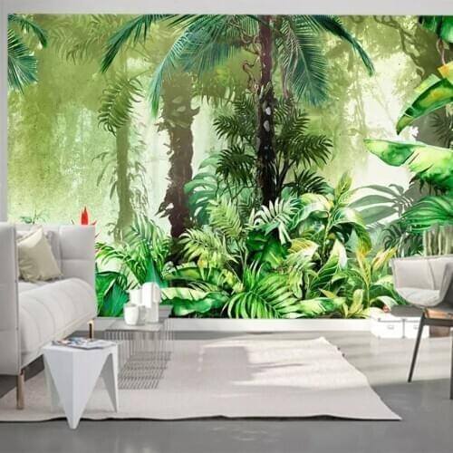 Custom Mural Wallpaper 3D Green Leaf Tropical Plants Forest Fresco Living Room Restaurant Background Wall Decor Papel De Parede