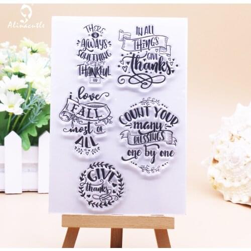 CLEAR STAMPS Give Thanks Sentiments Scrapbook Handmade Card Album Paper Craft Rubber Transparent Silicon Stamp AlinaCraft