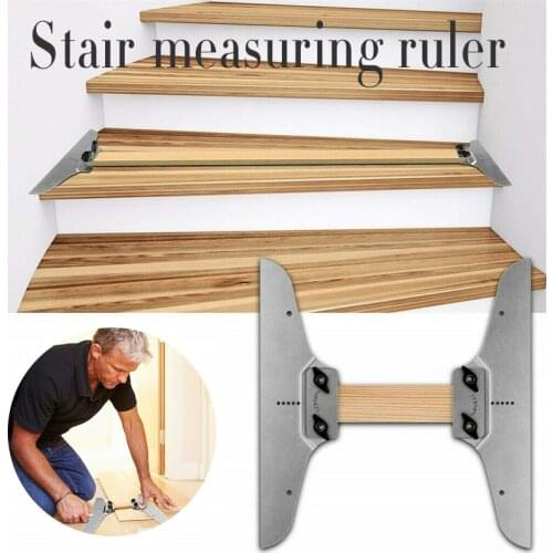 Stair Tread Template Tool with 4 Locked Knobs Adjustable Angle & Length Range from 8-14inch for Risers Partitions JDH88