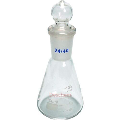 Deschem Glass Erlenmeyer Flask,Lab Conical Bottle with 24/40 Ground Joint Stopper