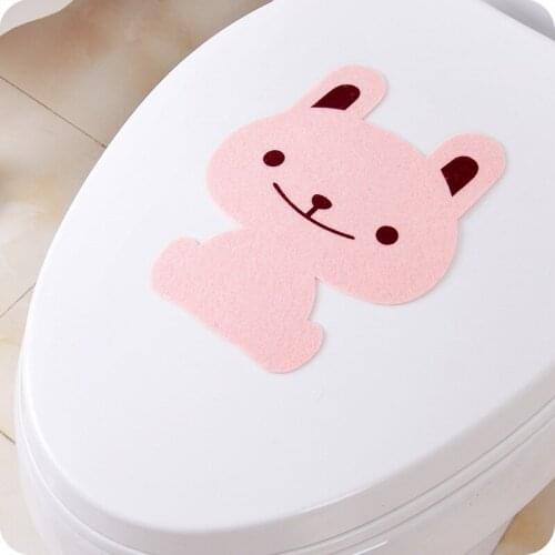 Bathroom Toilet Stickers with Deodorant Function Cartoon Felt Toilet Seat Decals Cute Figure for Home Wall D1