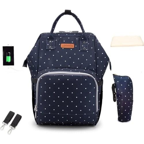 Waterproof Baby Backpack Multifunctional USB Design Mummy Diaper Bag With Two Stroller Hooks And Changing Pad Portable Nappy Bag