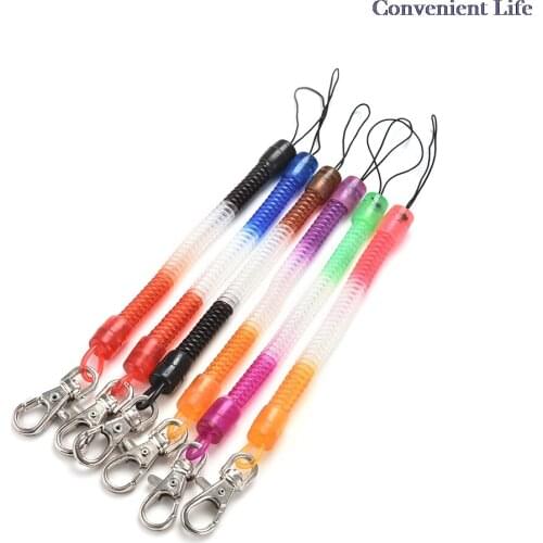 6pcs Plastic Black Retractable Spring Coil Spiral Stretch Chain Keychain Key Ring For Men Women Key Holder Keyring Gifts
