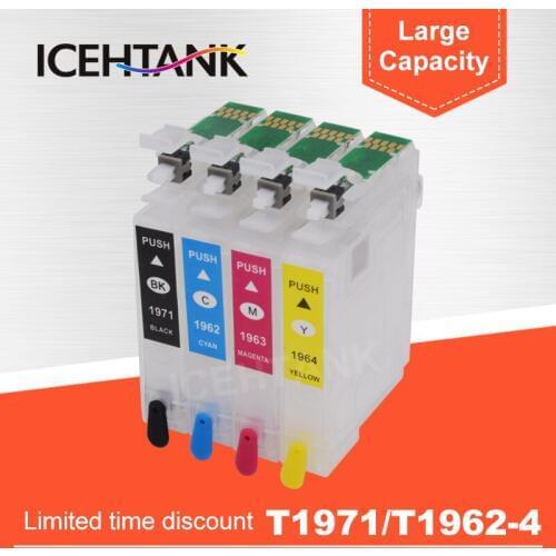 ICEHTANK T1971 Refill Ink Cartridge For Epson EXPRESSION XP-101 201 211 401 204 104 214 411 WF-2532 Printer With ARC Chip