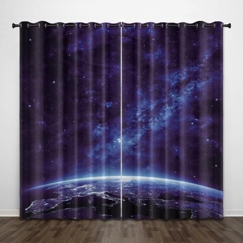 Space Galaxy 3D Printing Blackout Curtain Bedroom Living Room Home Decoration for Kids Children Boys Girls
