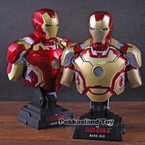Iron Man MARK XLIII XLII MK 43 42 1/4 Scale Bust with LED Light PVC Figure Collectible Model Toy