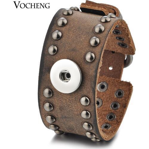10pcs/lot Snap Charms Leather Bracelet for 18mm Button Vocheng Interchangeable Jewelry Rivet Style NN-593*10