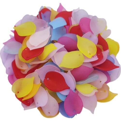 100 Pcs Transparent Petal Leaf Handing Craft Acrylic DIY Accessories For Jewelry Making Candy Color Necklace Bracelet Pendant