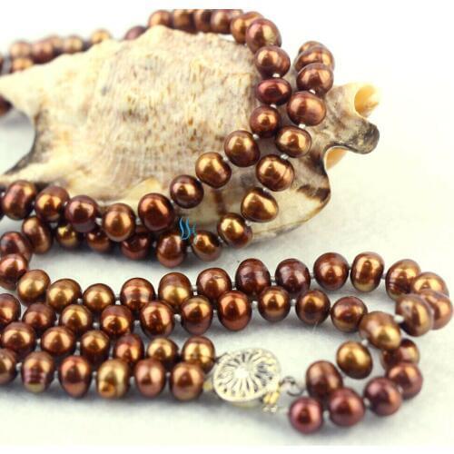 24-25" 2Row 7-8mm Coffee Freshwater Pearl Necklace