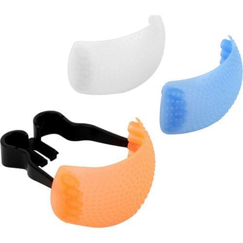 3 Color Hot-Shoe Soft Pop-Up Flash Diffuser Cover for Digital SLR Camera top flash (White, Blue, Orange) Tri-color cover Cap