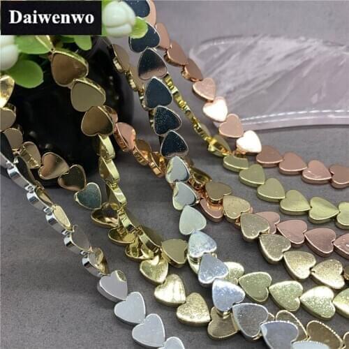 4 Colors Plated Silver Gold Hematite Love Heart Loose Beads Diy Jewelry Accessories