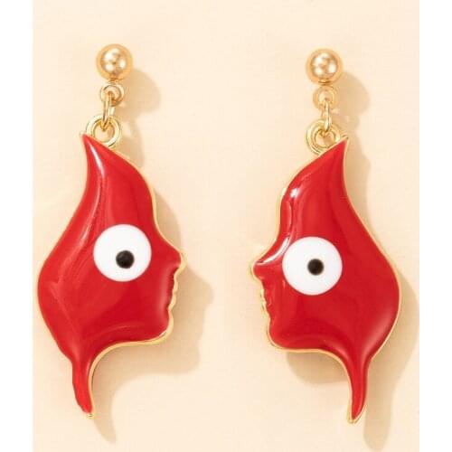 Docona Gothic Face Profile Drop Dangle Earrings for Women Charms Geometric Dripping Oil Party Jewelry Accessories сережки 18375
