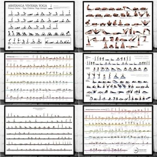 Home Workout Gym Yoga Ashtanga Chart Posture Healthy Poster Wall Art Canvas Painting Picture Living Room Decoration Painting