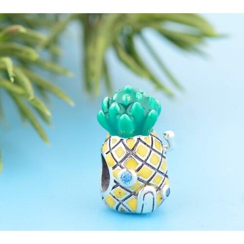 FC Jewelry Fit Original Pandora Charm Bracelet 925 Sterling Silver Yellow Pineapple House Bead For Making Women Berloque 2021