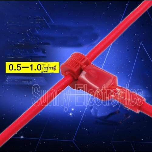 Freeship100x RED 22-18 AWG T-TAPS & MALE WIRE CONNECTORS SPLICE ELECTRICAL WIRING Insulated Wire Terminal