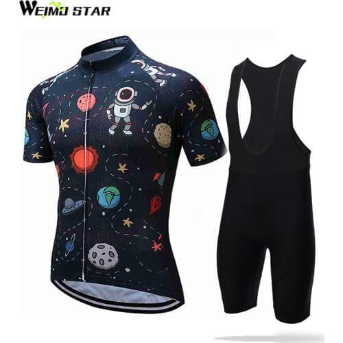 Planetary pattern Cycling Jersey WEIMOSTAR Men Pro Team Outdoor Summer Breathable Maillot Ciclismo Clothing Top Bib Shorts Suit