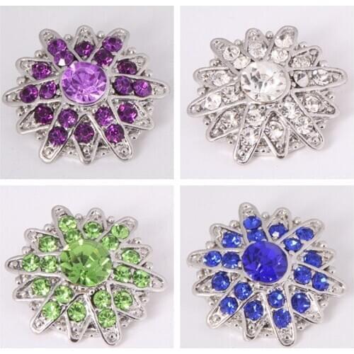 Hot KZ1175 Charm Rhinestone Star 18mm snap buttons fit DIY snaps bracelets Bangles necklaces jewelry wholesale trendy women