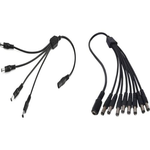 Whole Sale 1 Female to 4 8 Male way Splitter Plug Cable 5.5mm*2.1mm 12V DC Power Supply for CCTV Camera Accessories led strip
