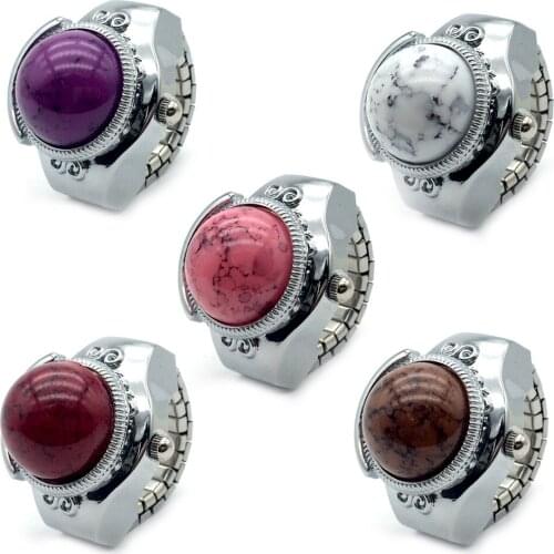 Personality Atmospheric New Stone Multipurpose Flip Watch Ring Women and Men Creative Fashion Couple Student Quartz Clock Rings