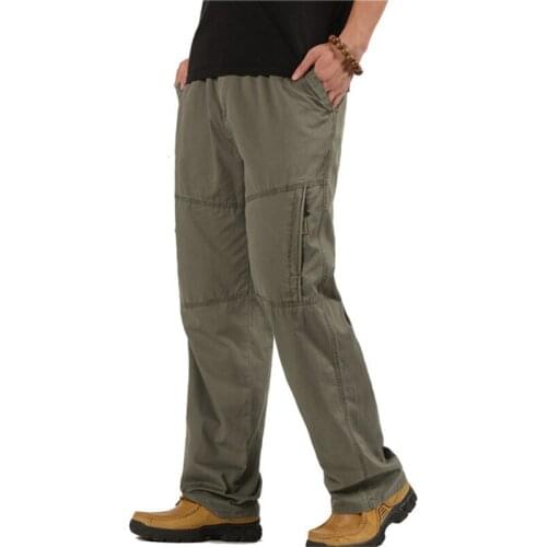 Mens Cargo Pants Casual Multi Pockets Military Tactical Pants Cotton Straight Joggers Outwear Loose Work Trousers Plus Size 6XL