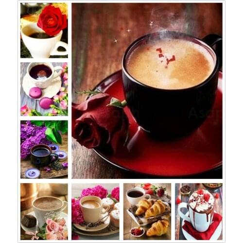 Coffee Afternoon Tea 5D Diy Full Square and Round Diamond Painting Embroidery Cross Stitch Kit Wall Art Handcraft Home Decor